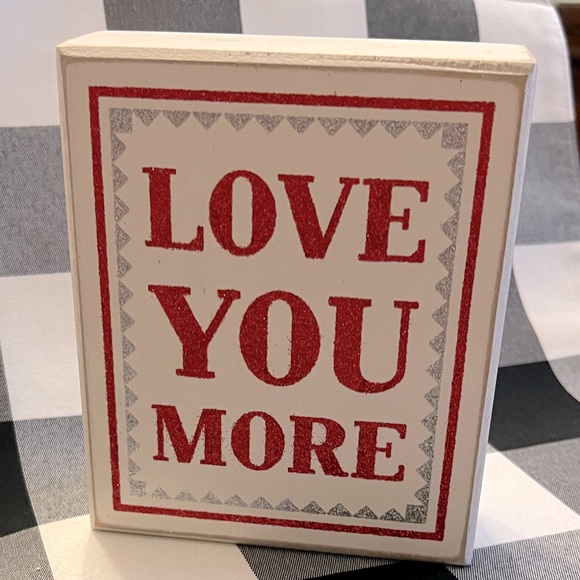 Love You More Rustic Farmhouse Style Wood Valentines Day Sign tiered tray ready - Picture 5 of 9